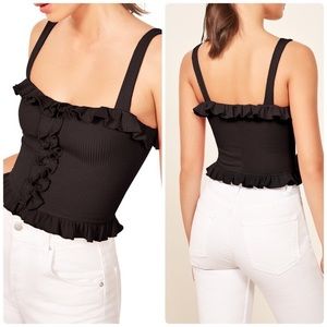 New Reformation Trixie Black Crop Top Medium NWT